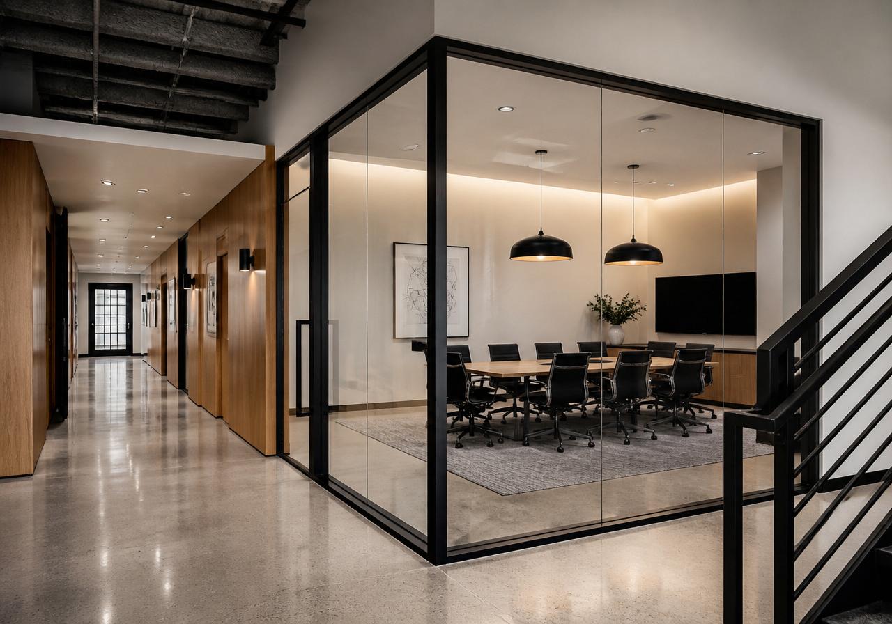 Completed commercial office tenant fit-out interior by JST Construction Group in Philadelphia